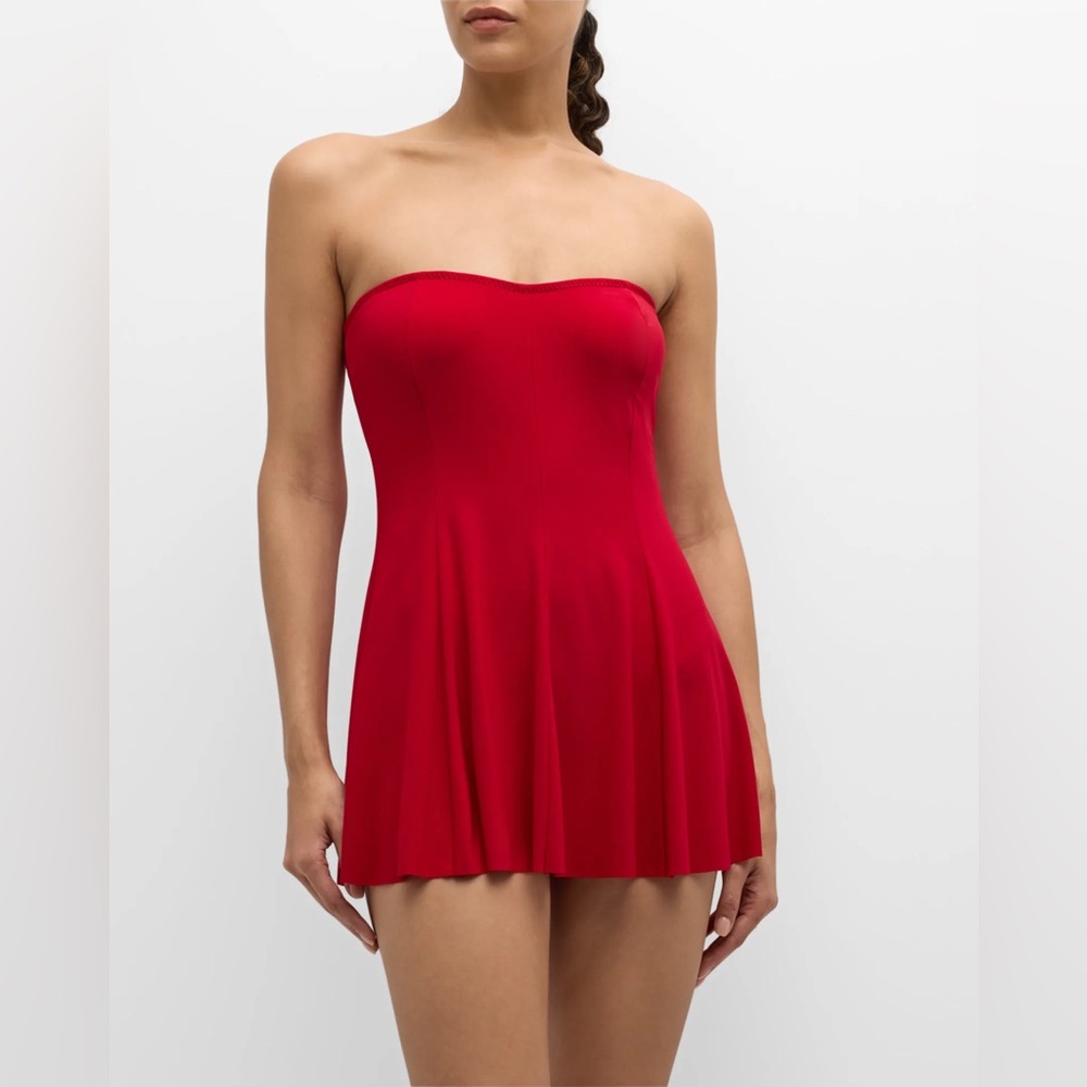 NWT Norma Kamali Strapless Flared Swimdress